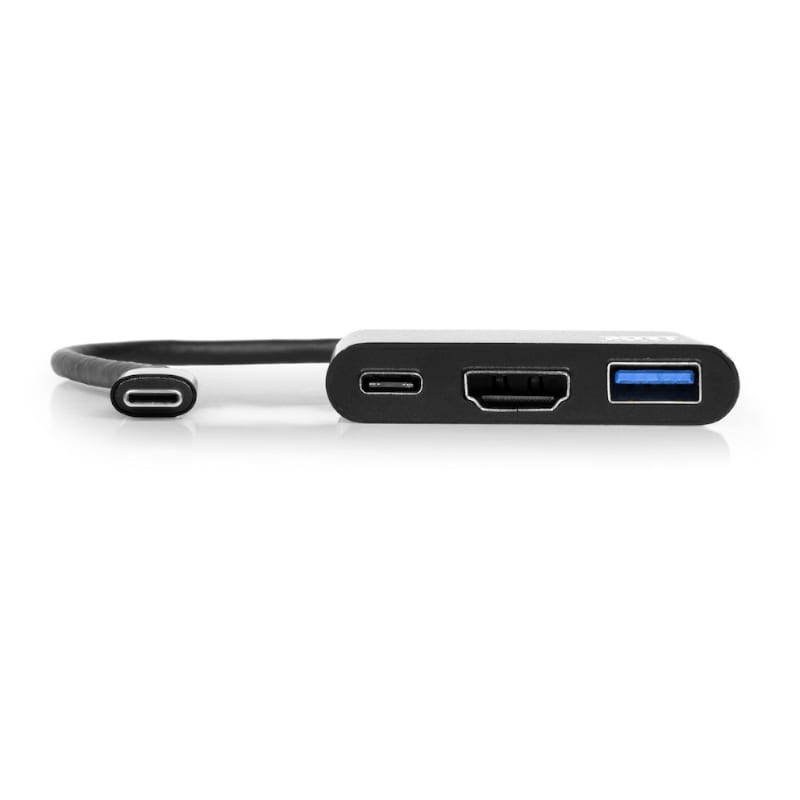 Port USB Type-C to 1 x HDMI|1 x USB3.0|1 x Type-C 60W PD Dock – Black Flabba