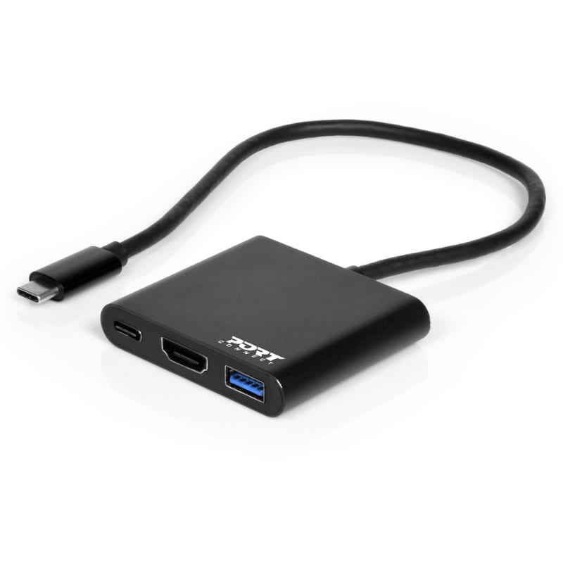 Port USB Type-C to 1 x HDMI|1 x USB3.0|1 x Type-C 60W PD Dock – Black Flabba