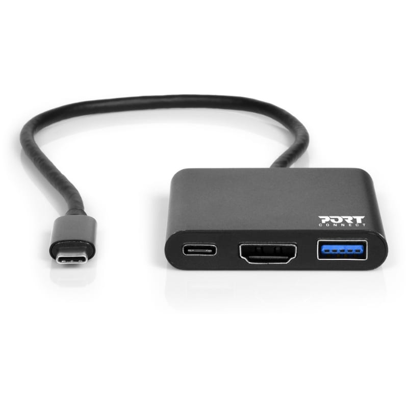 Port USB Type-C to 1 x HDMI|1 x USB3.0|1 x Type-C 60W PD Dock – Black Flabba